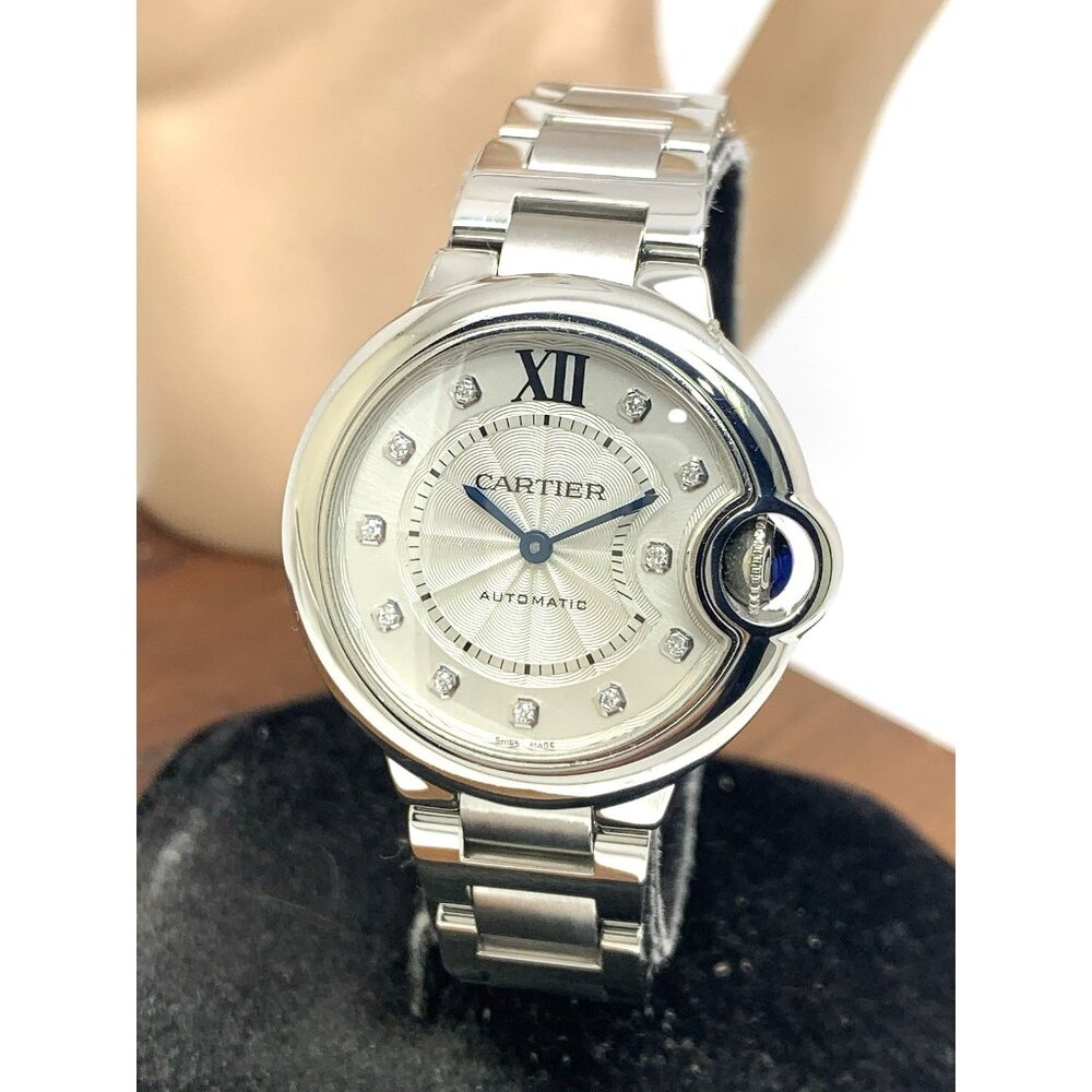 Cartier Ballon Bleu Women's Watch 3489 Swiss Automatic Diamond Dial Steel 33mm - Picture 1 of 14